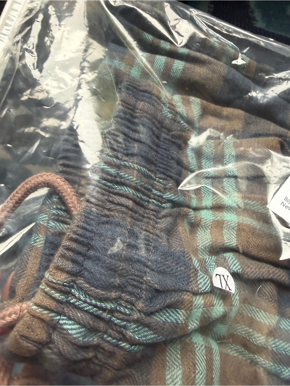 Kids Plaid Pajama Bottoms - Brown & Blue - Picture 5 of 5